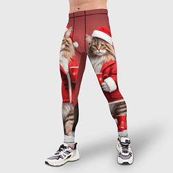 Тайтсы мужские С новым котом - два кота в костюмах Санты, цвет: 3D-принт — фото 2