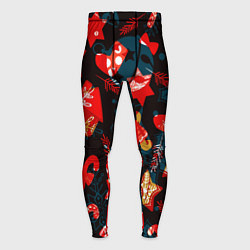 Мужские тайтсы Рождественские узоры красные