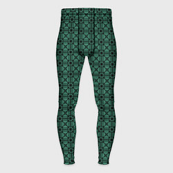 Тайтсы мужские Тёмно-зелёный паттерн квадраты, цвет: 3D-принт