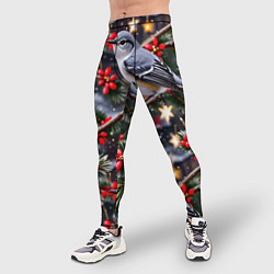 Тайтсы мужские Рождественская птица пересмешник, цвет: 3D-принт — фото 2