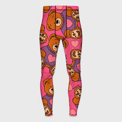 Мужские тайтсы Мишки игрушки в розовых свитерах и сердечки