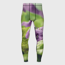 Тайтсы мужские Геометрический пейзаж фиолетовый и зеленый, цвет: 3D-принт