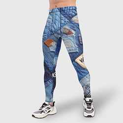 Тайтсы мужские Vanguard jeans patchwork - ai art, цвет: 3D-принт — фото 2