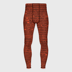 Тайтсы мужские Чёрно-оранжевый полосатый, цвет: 3D-принт