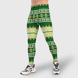 Тайтсы мужские Зеленый этнический паттерн, цвет: 3D-принт — фото 2