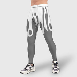 Тайтсы мужские Потеки белой краски на сером фоне, цвет: 3D-принт — фото 2
