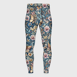 Мужские тайтсы Летний узор с цветами и бабочками