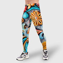 Тайтсы мужские Растительный узор - нейросеть, цвет: 3D-принт — фото 2