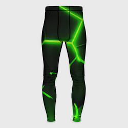 Мужские тайтсы Темные зеленые неоновые плиты в разломе