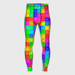 Тайтсы мужские Разноцветные квадратные плитки, цвет: 3D-принт