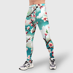 Тайтсы мужские Цветущие ветки японской сакуры, цвет: 3D-принт — фото 2