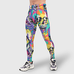 Тайтсы мужские Граффити череп разноцветный, цвет: 3D-принт — фото 2