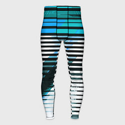 Мужские тайтсы Сине-чёрные полосы на белом фоне