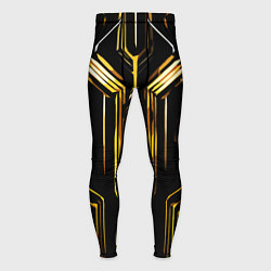 Мужские тайтсы Золотые полосы на чёрном фоне