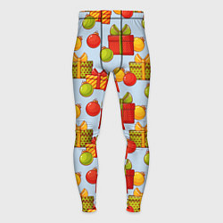 Мужские тайтсы Новогодний паттерн с подарками и ёлочными шариками