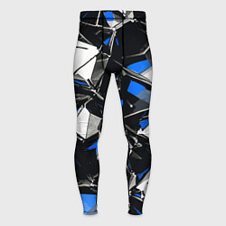 Мужские тайтсы Сине-белый паттерн на чёрном фоне