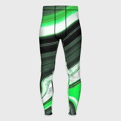 Мужские тайтсы Волнистые горизонтальные чёрно-зелёные полосы на б