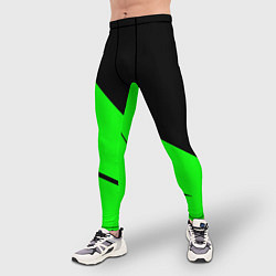 Тайтсы мужские Чёрный с зелёным двуцветный, цвет: 3D-принт — фото 2