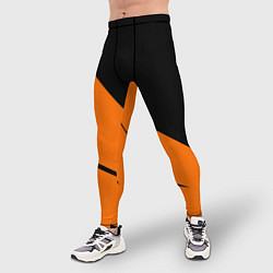 Тайтсы мужские Чёрно-оранжевый двуцветный, цвет: 3D-принт — фото 2