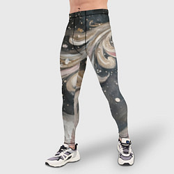 Тайтсы мужские Бежевый объемный узор, цвет: 3D-принт — фото 2