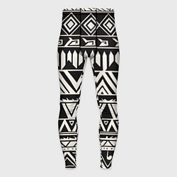 Мужские тайтсы Черно белый орнамент в этническом стиле