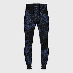 Мужские тайтсы Синий дракон на черном
