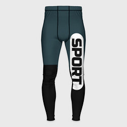 Тайтсы мужские Sport чёрно-синий с белым, цвет: 3D-принт