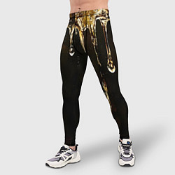 Тайтсы мужские Мед на коричневой текстуре, цвет: 3D-принт — фото 2