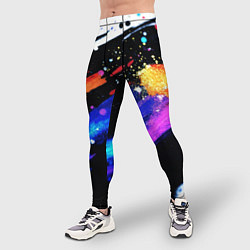Тайтсы мужские Разноцветные блестящие кляксы - текстура, цвет: 3D-принт — фото 2
