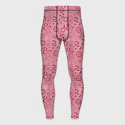 Мужские тайтсы Красно белый деревенский узор ретро