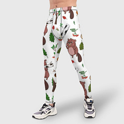 Тайтсы мужские Бобер и полено, цвет: 3D-принт — фото 2