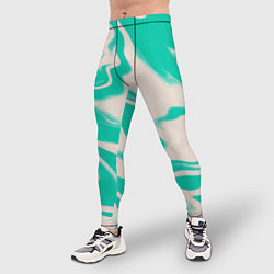 Тайтсы мужские Color white turquoise, цвет: 3D-принт — фото 2