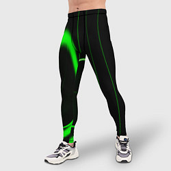 Тайтсы мужские Color green light green black, цвет: 3D-принт — фото 2