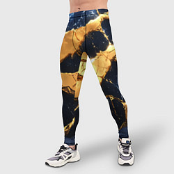 Тайтсы мужские Золотая текстура на синем, цвет: 3D-принт — фото 2