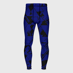 Тайтсы мужские Синий с чёрными деталями абстракция, цвет: 3D-принт