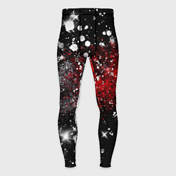 Мужские тайтсы Бело-красные блестяшки на черном