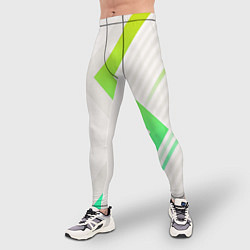 Тайтсы мужские Color white line green, цвет: 3D-принт — фото 2