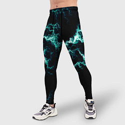 Тайтсы мужские Lightning light blue glow, цвет: 3D-принт — фото 2