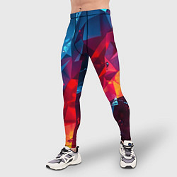 Тайтсы мужские Красные и синие минералы, цвет: 3D-принт — фото 2