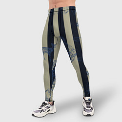 Тайтсы мужские Чёрные полосы, цвет: 3D-принт — фото 2