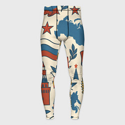 Тайтсы мужские Российский патриотический узор, цвет: 3D-принт