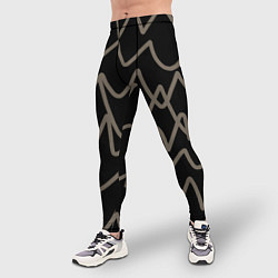 Тайтсы мужские Кривые рукописные линии чёрно-коричневый, цвет: 3D-принт — фото 2