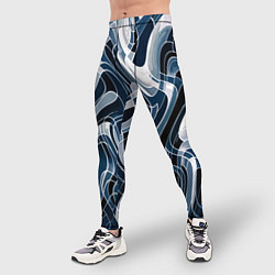 Тайтсы мужские Тёмно-синий искажённая абстракция, цвет: 3D-принт — фото 2