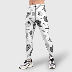 Тайтсы мужские Halloween grey and white, цвет: 3D-принт — фото 2