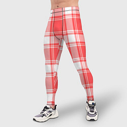 Тайтсы мужские Checked red white, цвет: 3D-принт — фото 2