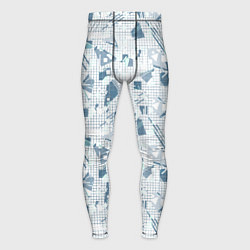 Мужские тайтсы Мемфис синий с серым клетчатый геометрический узор