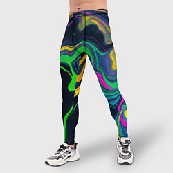 Тайтсы мужские Разводы и переливы разноцветной краски, цвет: 3D-принт — фото 2