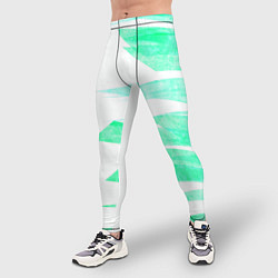 Тайтсы мужские Color white light blue strip, цвет: 3D-принт — фото 2