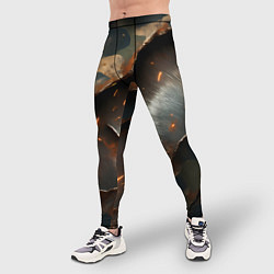 Тайтсы мужские Камуфляжная ткань на металлической пластине, цвет: 3D-принт — фото 2