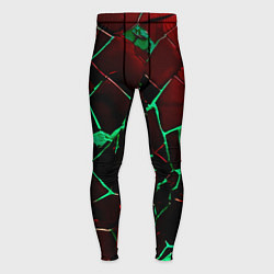 Тайтсы мужские Битые плиты тёмно-красный с зелёным, цвет: 3D-принт